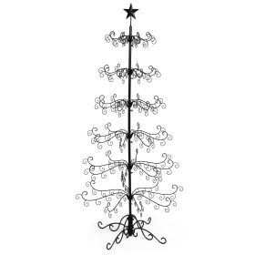 6ft Wrought Iron Christmas Tree, Metal Ornament Display Tree Stand for for Holiday Party Home Decor, Indoor & Outdoor Decor Hanger, Black