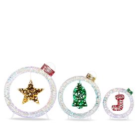 Set of 3 Lighted Iridescent Cut-out Light Bulb Christmas Decorations