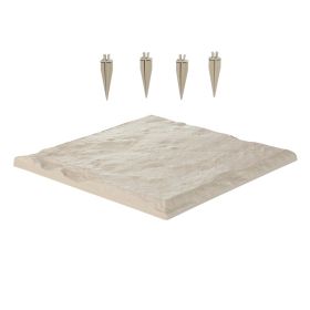 Garden Stepping Stones, 4Pcs 15.5 x 15.5 in, Decorative Stepping Stones with Stakes, Weather-Resistant Plastic Pathway Pavers, Smooth Surface (Color: Beige, Quantity: 4 pcs)